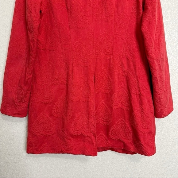 Desigual Red Heart Embroidered Jacquard Long Sleeves Peacoat, Sz Medium - Picture 9 of 14